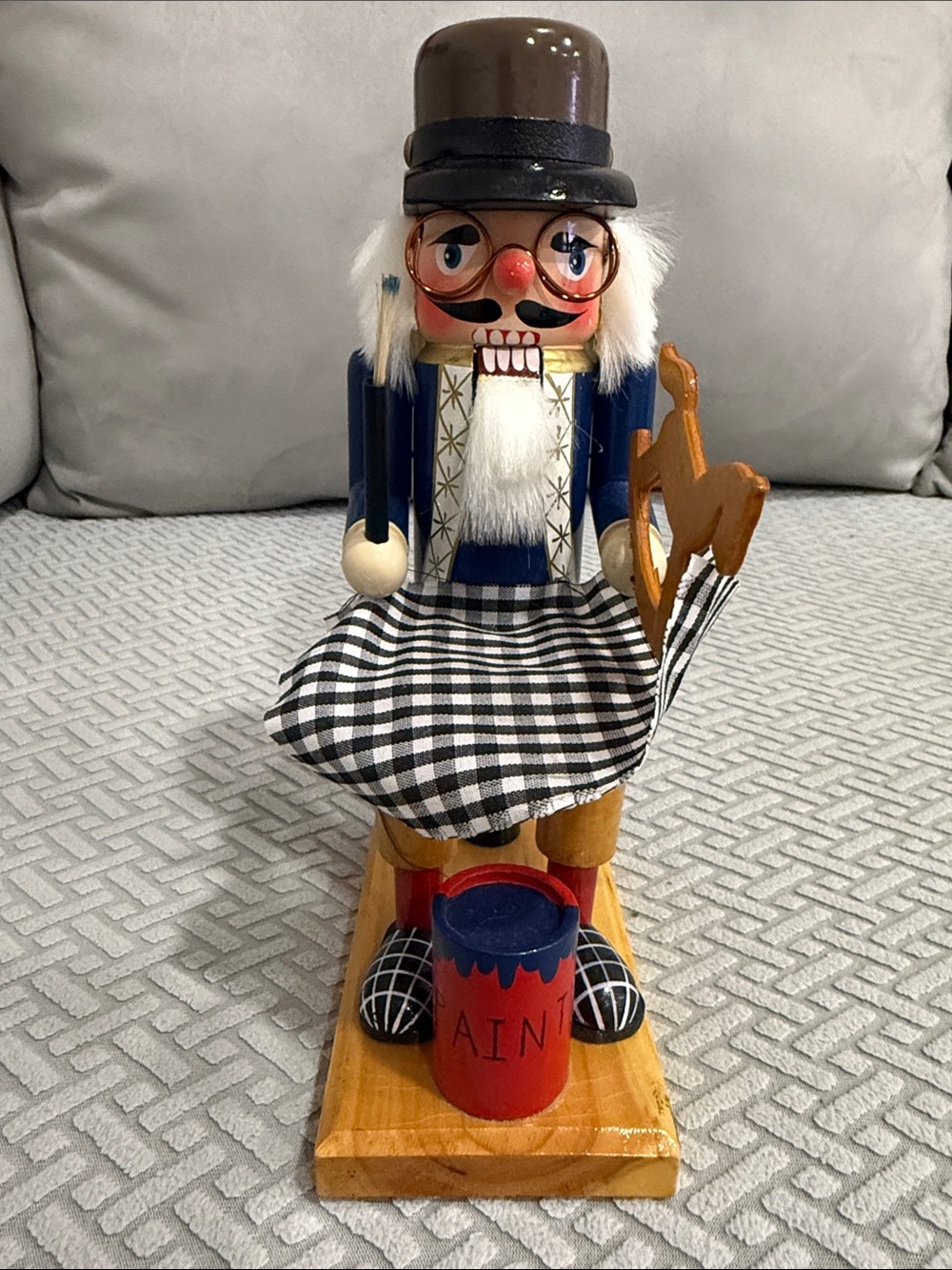10” High Hand Painted/Carved Wood Limited Edition Sitting Wooden Nutcracker